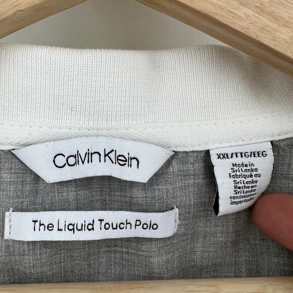 Calvin Klein (XXL) Gray Color Block Liquid Touch Polo Short Sleeve Shirt - Picture 6 of 7